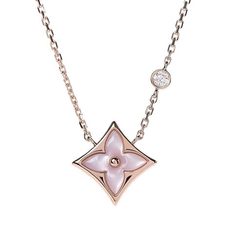 lv mother of pearl necklace|Color Blossom BB Star Pendant, Pink gold, Pink Mother.